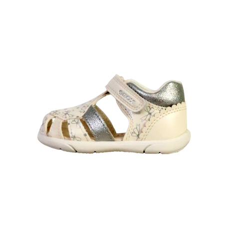 Sandales en cuir à scratch Blanc argent 2 - vertbaudet enfant 