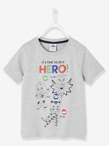T-shirt Pyjamasques® avec badges amovibles GRIS CHINE 1 - vertbaudet enfant 