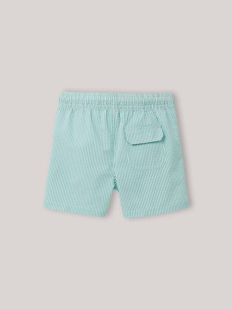 Short de bain en seersucker Bleu+Raye vert 4 - vertbaudet enfant 