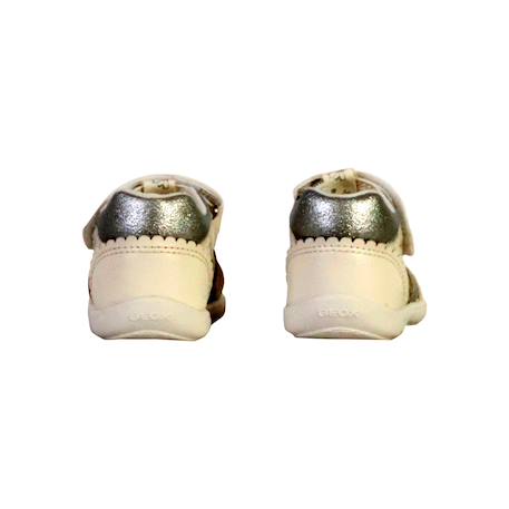 Sandales en cuir à scratch Blanc argent 4 - vertbaudet enfant 