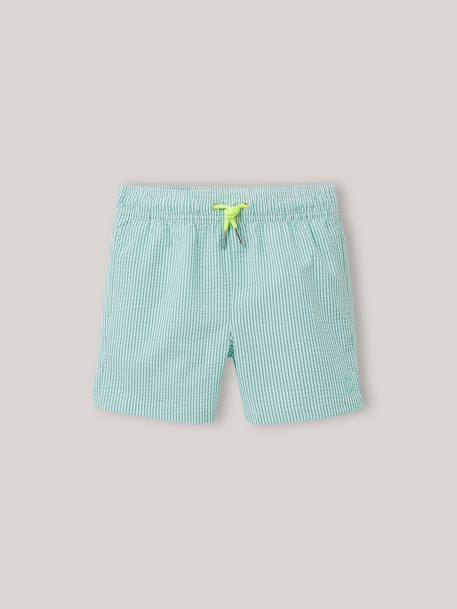 Short de bain en seersucker Bleu+Raye vert 3 - vertbaudet enfant 