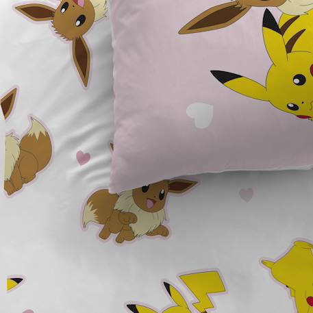 Parure de lit imprimée 100% coton, pokemon evoli Rose 5 - vertbaudet enfant 