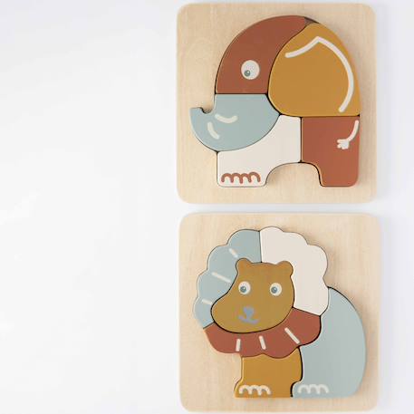 Lot de 2 puzzles en bois Multicolore 1 - vertbaudet enfant 