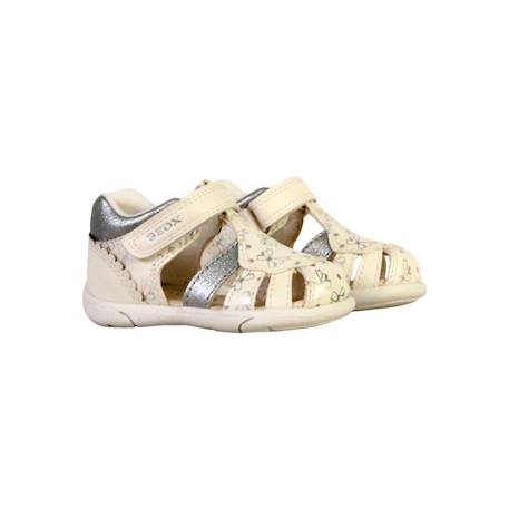 Sandales en cuir à scratch Blanc argent 3 - vertbaudet enfant 