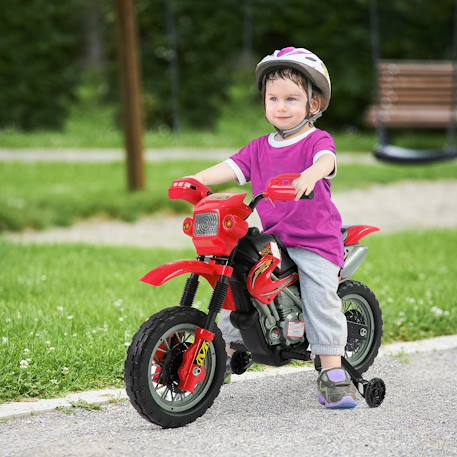 Moto cross électrique enfant 6v max. : 2,5 km/h phare klaxon musiques Rouge 2 - vertbaudet enfant 