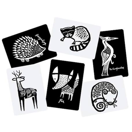 Boîte de 6 cartes imagier en noir et blanc - forêt Multi-coloured 2 - vertbaudet enfant 