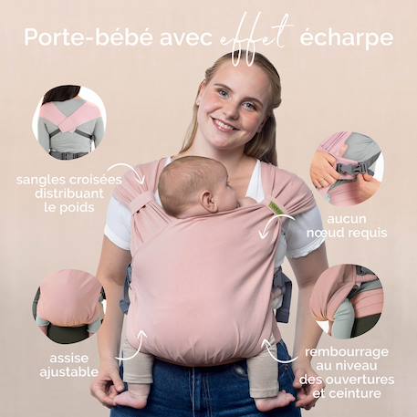 Porte-bébé hybride boba bliss bloom Rose 2 - vertbaudet enfant 