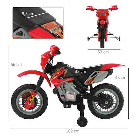 Moto cross électrique enfant 6v max. : 2,5 km/h phare klaxon musiques Rouge 3 - vertbaudet enfant 