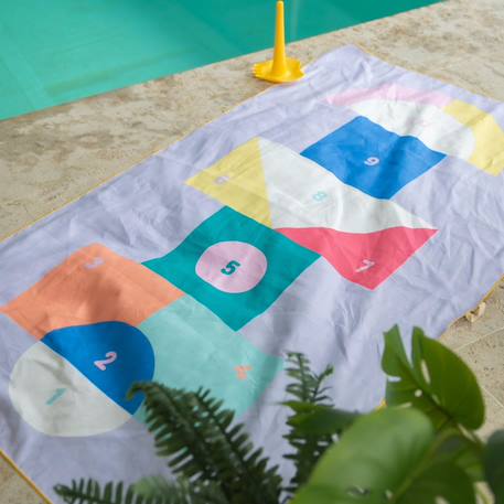 Serviette de plage 2 en 1 jeu d'équilibre (180 x 180 cm) Bleu, orange, blanc+Multicolore+Vert d'eau, bleu, blanc+Violet, blanc, jaune 24 - vertbaudet enfant 