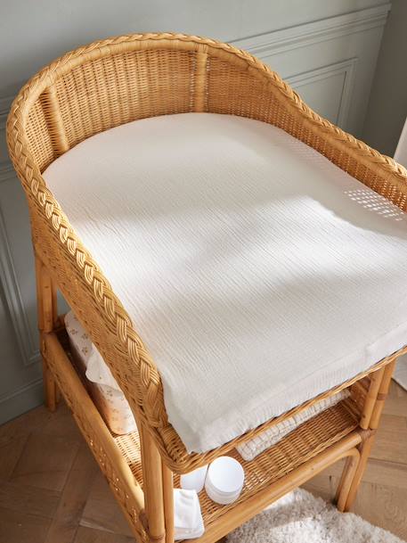 Drap-housse coton biologique table à langer céleste Blanc moyen uni 1 - vertbaudet enfant 
