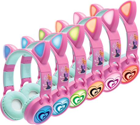Casque Audio 2-en-1 Bluetooth et Filaire Barbie, sans fil rechargeable lumineux avec oreilles de chat MULTICOLORE 2 - vertbaudet enfant 