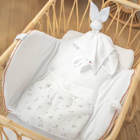 Couverture d'emmaillotage évolutive en gaze de coton melody Melody, blanc imprimé minimaliste 2 - vertbaudet enfant 