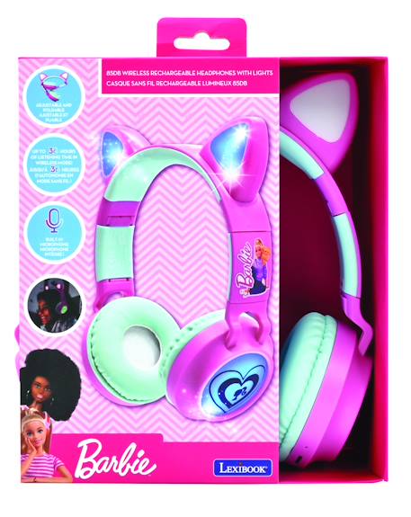 Casque Audio 2-en-1 Bluetooth et Filaire Barbie, sans fil rechargeable lumineux avec oreilles de chat MULTICOLORE 4 - vertbaudet enfant 