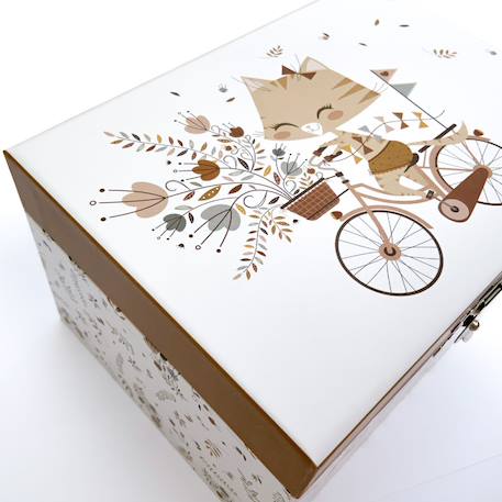 Boîte à bijoux musicale chat dans la prairie lutin petit pois Beige, marron, vert 2 - vertbaudet enfant 