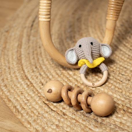 Hochet coton tricot bois naturel Elephant+Koala+Lapin 4 - vertbaudet enfant 