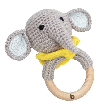 Hochet coton tricot bois naturel Elephant+Koala+Lapin 1 - vertbaudet enfant 