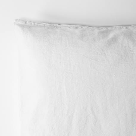 Taie d'oreiller satin de coton bio lavé Blanc craie+Cyprès 4 - vertbaudet enfant 