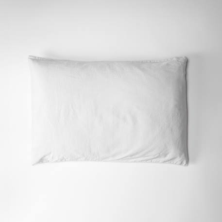 Taie d'oreiller satin de coton bio lavé Blanc craie+Cyprès 2 - vertbaudet enfant 