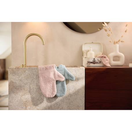 Gant de toilette éponge en coton Biscuit+Rose sauvage 8 - vertbaudet enfant 