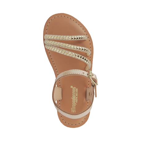 Sandales en cuir  à brides Or 4 - vertbaudet enfant 