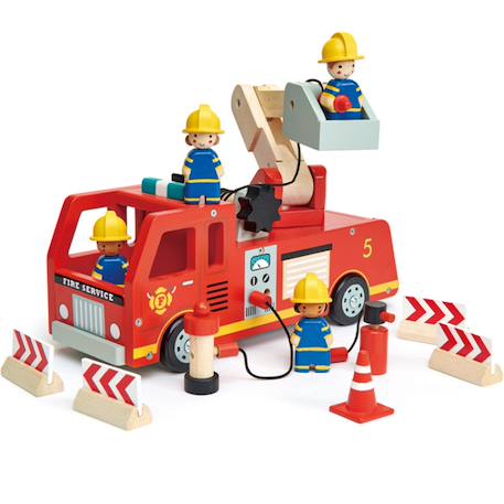 Camion de pompiers en bois Rouge, bleu, blanc 1 - vertbaudet enfant 