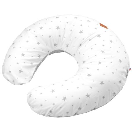 Coussin d'allaitement ergonomique + housse stella Stella, imprimé étoiles blanc, gris 1 - vertbaudet enfant 