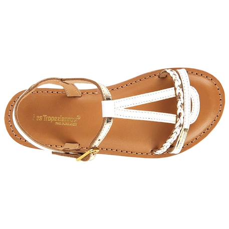 Sandales en cuir  à brides Blanc or 4 - vertbaudet enfant 