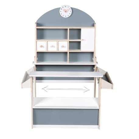 Marchande en bois à 3 tiroirs et horloge Gris - sans accessoires 6 - vertbaudet enfant 