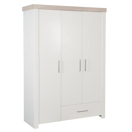 Armoire bébé 3 portes à fermeture douce lucy Blanc cassé / décor luna elm 1 - vertbaudet enfant 