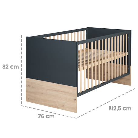 Chambre bébé évolutive complète avec soft-close lenn Anthracite / chêne artisan 5 - vertbaudet enfant 