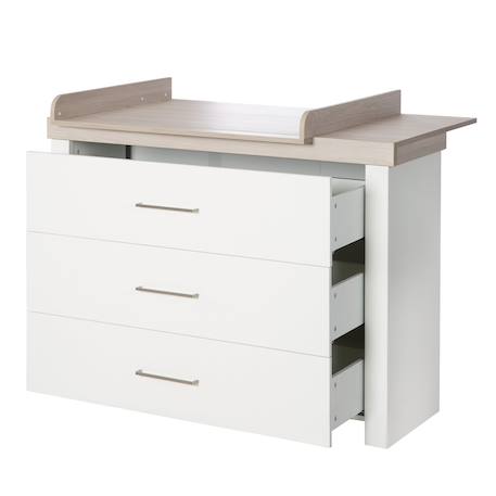 Commode à langer évolutive 3 tiroirs  lucy Blanc cassé / décor luna elm 3 - vertbaudet enfant 