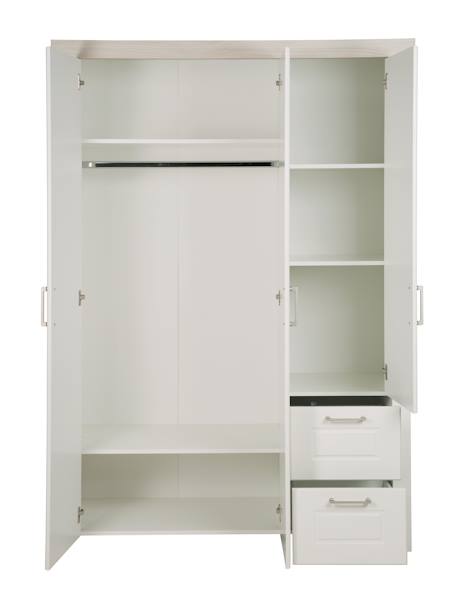 Armoire bébé 3 portes et 2 tiroirs felicia Blanc cassé / décor luna elm 5 - vertbaudet enfant 