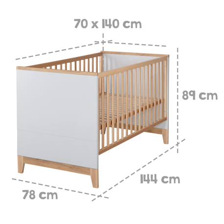 Chambre bébé évolutive complète au style scandinave caro Gris clair / chêne doré 3 - vertbaudet enfant 