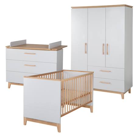 Chambre bébé évolutive complète au style scandinave caro Gris clair / chêne doré 1 - vertbaudet enfant 
