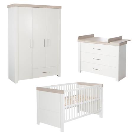 Chambre bébé évolutive complète - style moderne avec soft-close lucy Blanc cassé / décor luna elm 1 - vertbaudet enfant 
