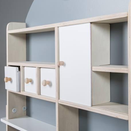 Marchande en bois à 3 tiroirs et horloge Gris - sans accessoires 2 - vertbaudet enfant 