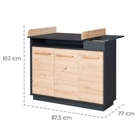 Chambre bébé évolutive 2 pièces - lit et commode à fermeture douce lenn Anthracite / chêne artisan 5 - vertbaudet enfant 