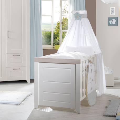 Chambre bébé évolutive 2 pièces - style rustique moderne avec soft-close felicia Blanc cassé / décor luna elm 4 - vertbaudet enfant 