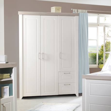 Chambre bébé évolutive complète - style rustique moderne avec soft-close felicia Blanc cassé / décor luna elm 4 - vertbaudet enfant 