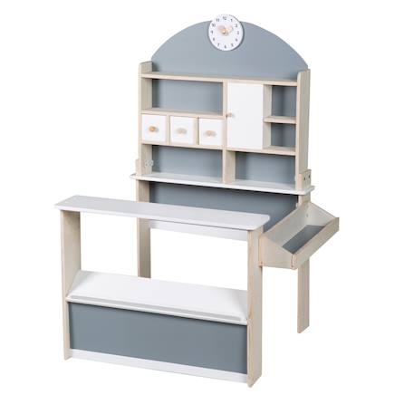 Marchande en bois à 3 tiroirs et horloge Gris - sans accessoires 1 - vertbaudet enfant 