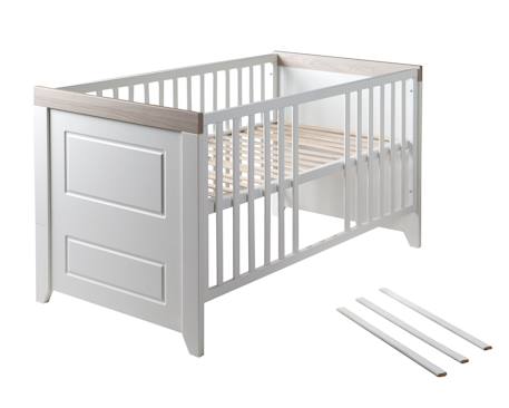 Chambre bébé évolutive 2 pièces - style rustique moderne avec soft-close felicia Blanc cassé / décor luna elm 3 - vertbaudet enfant 