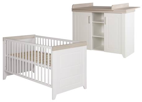Chambre bébé évolutive 2 pièces - style rustique moderne avec soft-close felicia Blanc cassé / décor luna elm 1 - vertbaudet enfant 