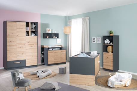 Chambre bébé évolutive complète avec soft-close lenn Anthracite / chêne artisan 2 - vertbaudet enfant 