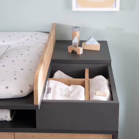 Commode à langer évolutive 3 portes et compartiments ouverts lenn Anthracite / chêne artisan 5 - vertbaudet enfant 