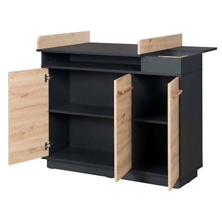 Commode à langer évolutive 3 portes et compartiments ouverts lenn Anthracite / chêne artisan 4 - vertbaudet enfant 