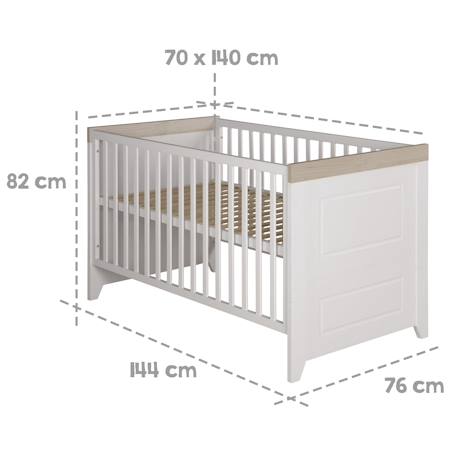 Chambre bébé évolutive 2 pièces - style rustique moderne avec soft-close felicia Blanc cassé / décor luna elm 5 - vertbaudet enfant 