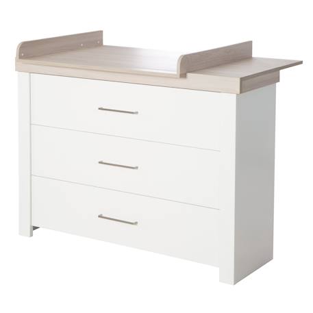 Commode à langer évolutive 3 tiroirs  lucy Blanc cassé / décor luna elm 1 - vertbaudet enfant 