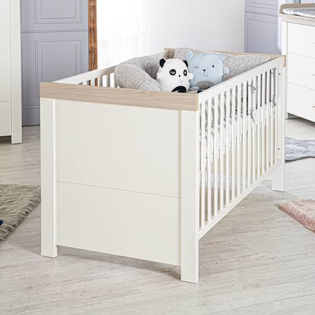 Chambre bébé évolutive 2 pièces - style moderne avec soft-close lucy Blanc cassé / décor luna elm 4 - vertbaudet enfant 