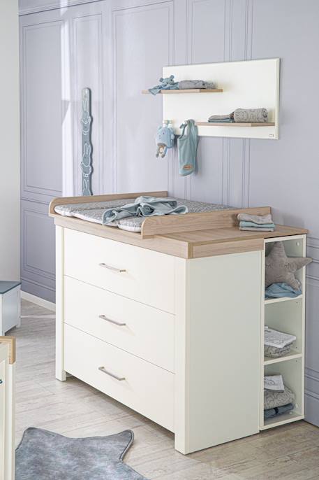 Chambre bébé évolutive complète - style moderne avec soft-close lucy Blanc cassé / décor luna elm 6 - vertbaudet enfant 