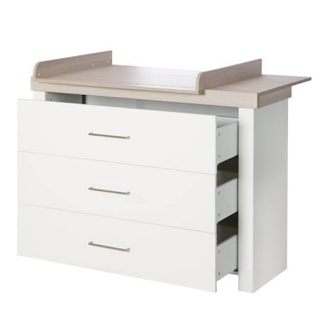 Chambre bébé évolutive complète - style moderne avec soft-close lucy Blanc cassé / décor luna elm 5 - vertbaudet enfant 